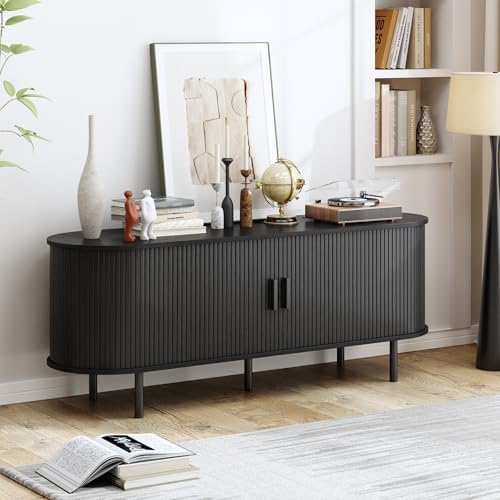 ComfyCorner 55" Mid Century Modern TV Stand with Sliding Doors for 60" TV - Image 4