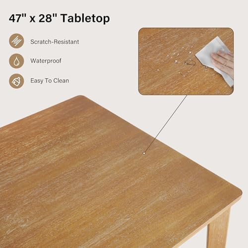 Farmhouse Dining Table Set for 4, Wooden Kitchen Table & Solid Wood Chairs - Image 4