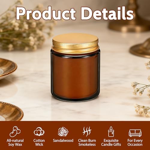 12 Pack 8 oz Rose Sandalwood Scented Soy Candles, Bulk Glass Jar Candles, Aromatherapy Candles for Home, Office, Wedding, Party & Gifts - Image 3