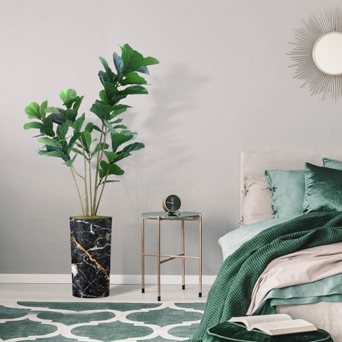 Artificial Tree in Modern Granite Effect Planter, Fake Ficus Lyrata Silk Trees for Indoor and Outdoor Home Decoration - 66" Overall Tall (Plant Pot Plus Tree) - Image 5
