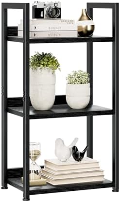 NUMENN Narrow Bookshelf, 3 Tier Freestanding Shelving Unit, Black by NUMENN
