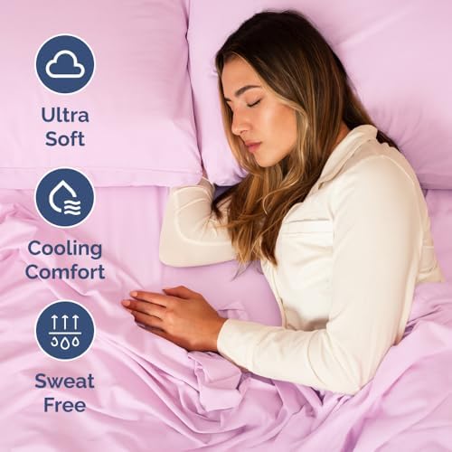 Short Queen Size 4 Piece Bed Sheet Set - RV Short Queen Sheets - Light Pink - Image 4