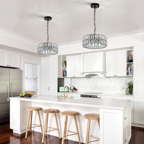 CATINER Black Crystal Chandelier 12" 4-Light Modern Ceiling Pendant Light - Image 5