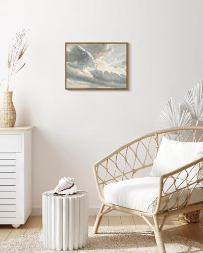 InSimSea Framed Canvas Wall Art Vintage Decor, Room Decor Classical Oil Painting Canvas Prints Study of Clouds with a Sunset near Rome Vintage Landscape Wall Art Home Decor, 12"x16" - Image 2