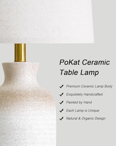 PoKat 24'' Farmhouse Ceramic Table Lamp with Natural Textured Finish - Image 4