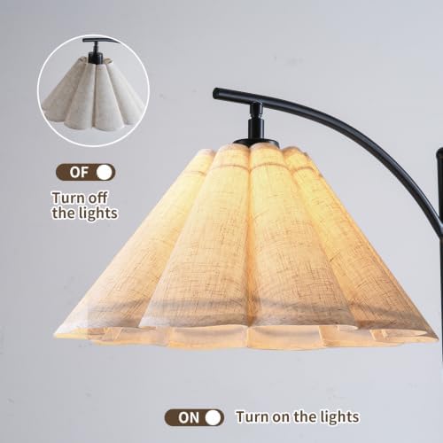 Floor Lamp with Pleated Linen Lampshade, Modern Flower Floor Lamp for Living Room Arc Standing Lamp, Gold Tall Lamp for Bedroom Office Dining Room, E26 Bulb Included - Image 6