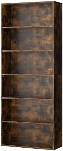 Shintenchi Bookshelf,6-Tier Open Bookcase and Bookshelves,6 Shelf Display Storage Shelves Floor Standing 70.6 inches Tall Bookcase for Home Office, Living Room (Brown) by Shintenchi%7CFurnitureMadeforRealLife