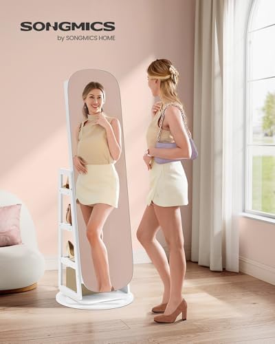 SONGMICS LED Jewelry Cabinet, 360° Swivel, Lockable, Full-Length Mirror - Image 2