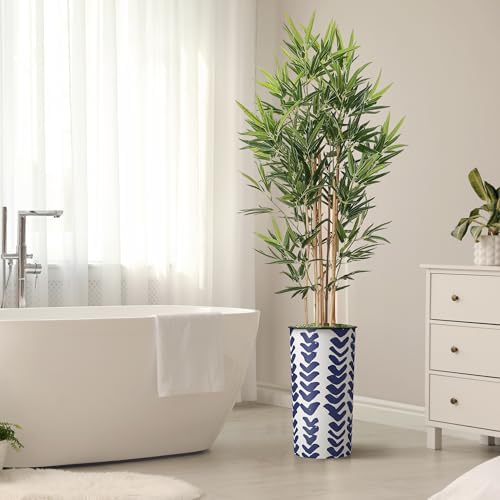 Artificial Tree in Pattern Planter, Fake Bamboo Silk TRE for Indoor and Outdoor Home Decoration - 70" Overall Tall (Plant Pot Plus Tree) - Image 6