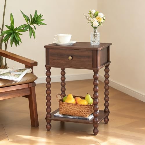 AWASEN Walnut Nightstand, Small End Table with Storage for Living Room - Image 2