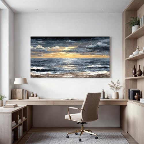 Canvas Wall Art Decor Wall Art Pictures for Living Room Abstract Coastal Wall Art Prints Modern Landscape Wall Art Decorations Abstract Canvas Art Wall Decor Bedroom Office Decor 20" X 40" - Image 2