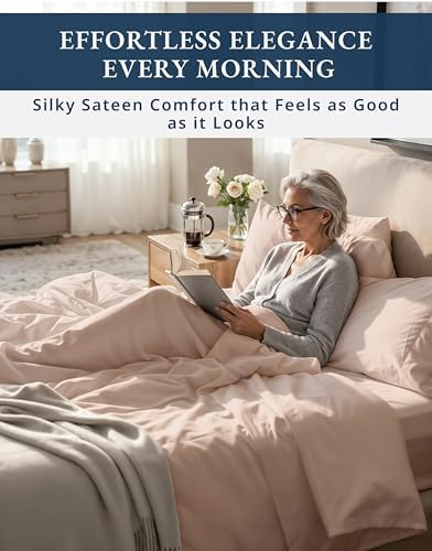 LANE LINEN Cal King Sheet Set 100% Egyptian Cotton Sateen - Sepia Rose - Image 5