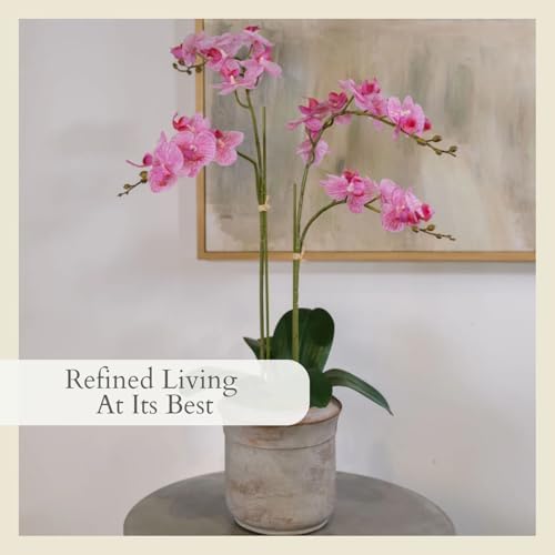 CG Hunter, Faux Pink Orchid Plant, 24 in, Grey, Home Decor - Image 5