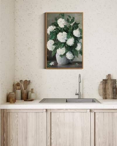 InSimSea Framed Wall Art Vintage Decor, White Hydrangea Prints, 16x24In - Image 2