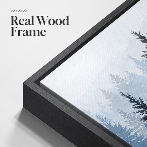 Framed Blue Foggy Forest Mountain Wall Art for Living Room, 3 Piece, 24x36 - Image 5