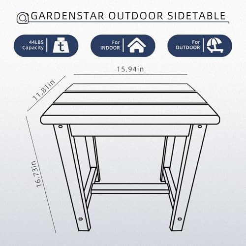 GARDENSTAR Adirondack Square Side Table,one-Tier Outdoor end Table, Patio Side Table for Pool,Porch,Backyard,Relaxing Companion (Blue) (Pack of 2) - Image 3