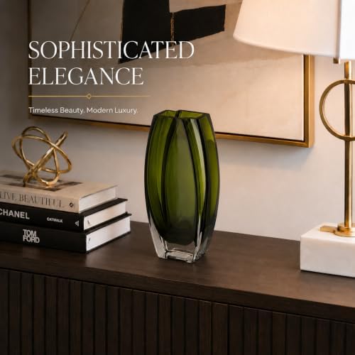 Glass - Vase - Green - 8" -Height - Precision - Made in Europe - by Barski - Image 5