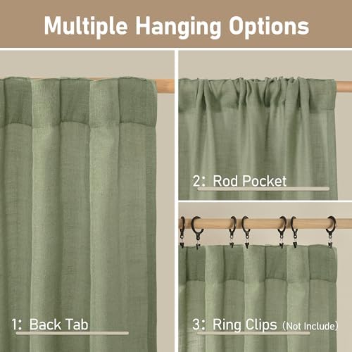LAMIT Sheer Linen Curtains 96 inches Long 2 Panels Set for Living Room - Image 2