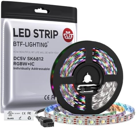 BTF-LIGHTING RGB+Cool White SK6812 LED Strip 16.4FT 300LED DC5V IP30 by BTF-LIGHTING