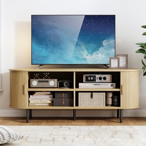 ComfyCorner 55" Mid Century Modern TV Stand with Sliding Doors for 60" TV - Image 5