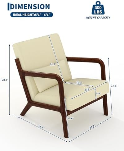 Garvee Mid Century Accent Chair Set of 2, Armchair with Lumbar Pillow - Image 6