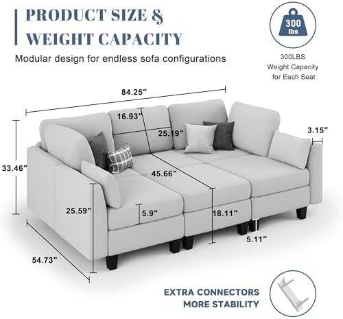 Sectional Sleeper Sofa 6 Seaters Modular Sleeper Sofa Couch - Image 3