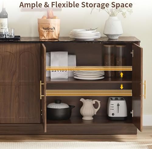 66.5" Sideboard Buffet Cabinet with Storage, Modern Credenza - Image 6