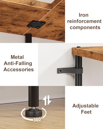 HIGDBFE 5-Tier L-Shaped Corner Bookshelf, 60" Tall Modern Corner Shelf - Image 6