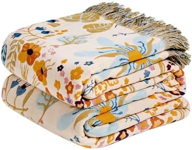 LUTBM Boho Throw Blanket for Couch 50"x60", Cotton Decorative Bed Throws by LUTBMFindYourFreeSpiritatHome