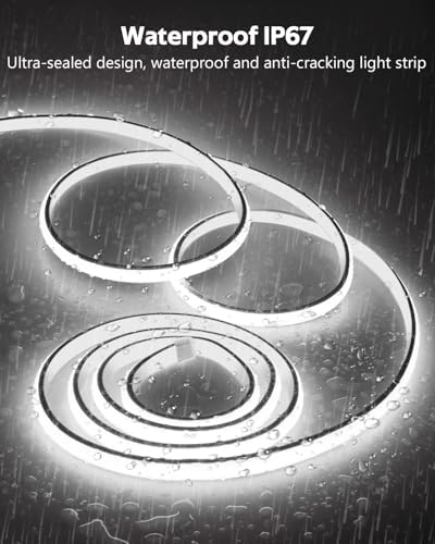 Daylight White LED Strip Lights 16.4FT 24V Waterproof COB LED Strip Kit with Remote Dimmable Flexible LED Tape Light 6000K Uniform Glow 320LEDs/M for Indoor Decor (Adapter are Included) - Image 4