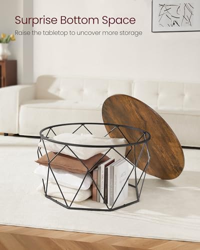 VASAGLE Round Coffee Table, 31.5-Inch Center Table, Diamond-Shaped Frame - Image 5