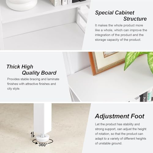 HOMISSUE Bookshelf, 7-Tier Bookshelf, Rustic Wood Metal Bookshelves and Bookcases, Freestanding Open Bookshelf, Industrial Tall Bookcase for Home Office, Living Room and Bedroom, White - Image 7