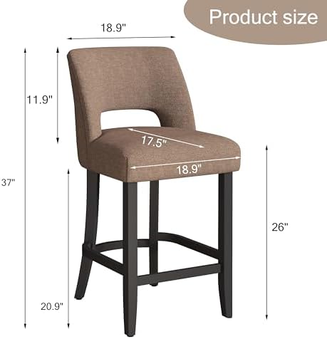 VKNOW Bar Stools Set of 6, 26" Upholstered Counter Height Bar Stools - Image 2