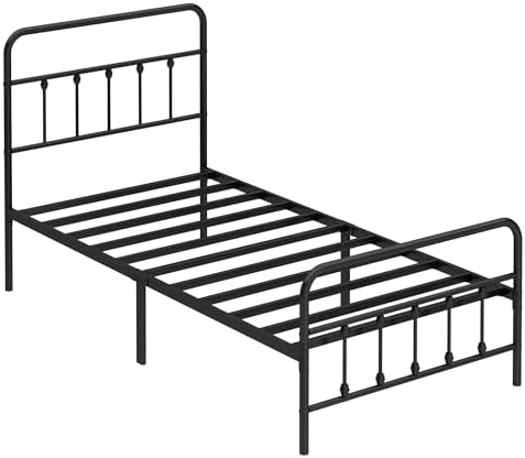 Twin Size Metal Bed Frame with Headboard and Footboard,Black - Image 4