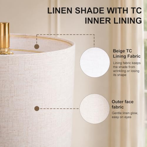 Scenekoy Alabaster Table Lamps with Night Light, Bedside Lamp with USB A+C - Image 4