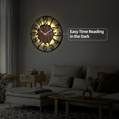 32" Silent Large Wall Clock – Adjustable Night Light, Battery Operated - Image 6