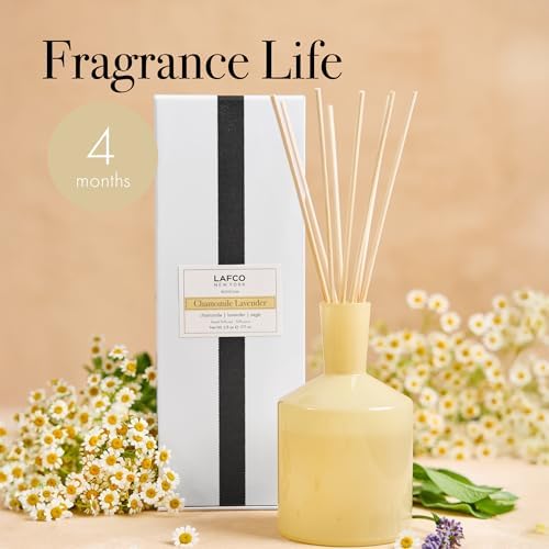 LAFCO New York Classic Reed Diffuser, Chamomile Lavender - 6 oz - Up to 3 Months Fragrance Life - Reusable, Hand Blown Glass Vessel - Natural Wood Reeds - Made in the USA - Image 4