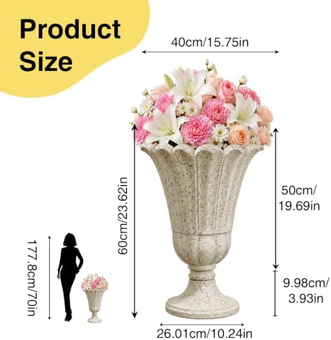 NicBex 24" Tall Urn Planters for Outdoor Plants Set of 2 - Beige Petal - Image 2