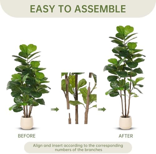 Realead 6ft Fiddle Leaf Fig Tree Artificial with Tall Exquisite Planter - Image 6