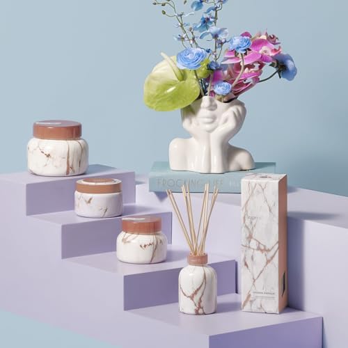 Capri Blue Modern Marble Reed Diffuser Set - Includes Reed Diffuser Sticks, Scented Oil & Glass Bottle - Luxury Scents for Bedroom Decor & Bathroom Air Freshener - Havana Vanilla (5.7 fl oz) - Image 4