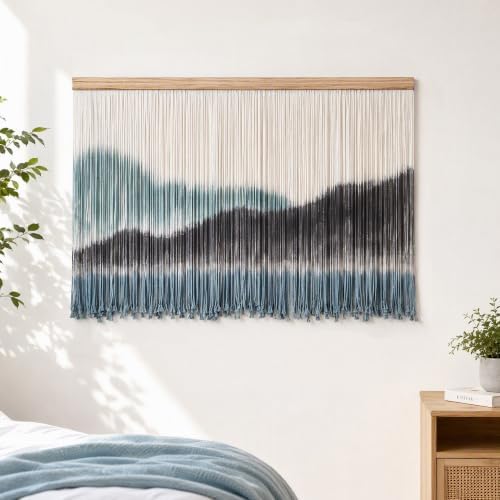 AKSWSHO Large Dip-Dye Macrame Wall Hanging Tapestry 59"x38" (Green Brown) by Unknown