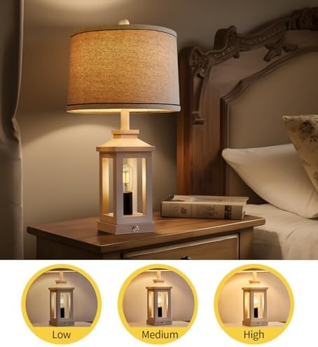 Farmhouse Table Lamps Set of 2 for Living Room 23.75" Bedroom Lamps White - Image 3