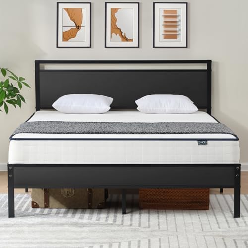 Z-hom Full Bed Frame with Wooden Headboard & Footboard,Metal Platform Bed by Z-HOM