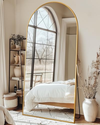 76"x34" Arched Full Length Mirror with Stand,Full Body Floor Mirror by CoomilyBrandStory