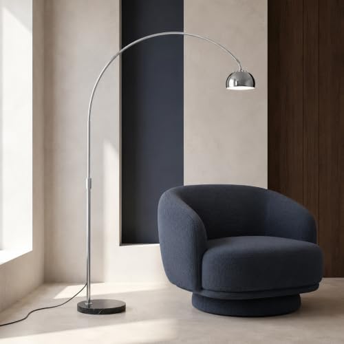 Chrome Arc Floor Lamp with Marble Base, Adjustable Height 59-70.8 in - Image 7