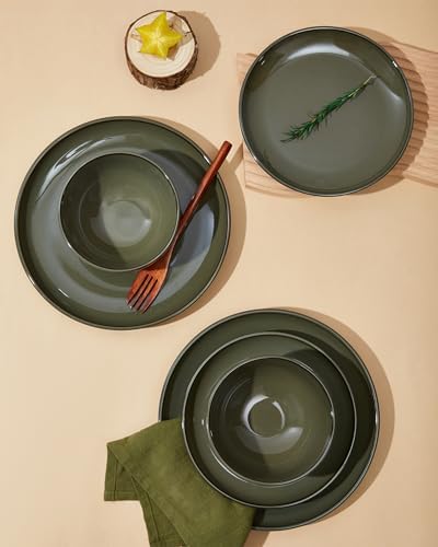 Pokini Stoneware Dinnerware Sets for 8, 24pcs Plates and Bowls Sets Dishes - Image 5