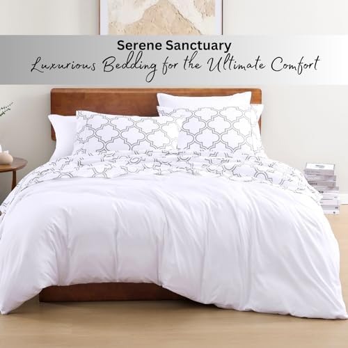 LANE LINEN Twin Sheet Set 100% Organic Cotton Soft 3pc Percale - Trellis - Image 7