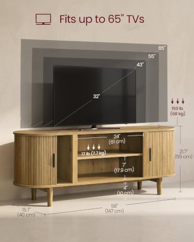VASAGLE 58 Inch TV Stand, Mid Century Entertainment Center with Storage - Image 5