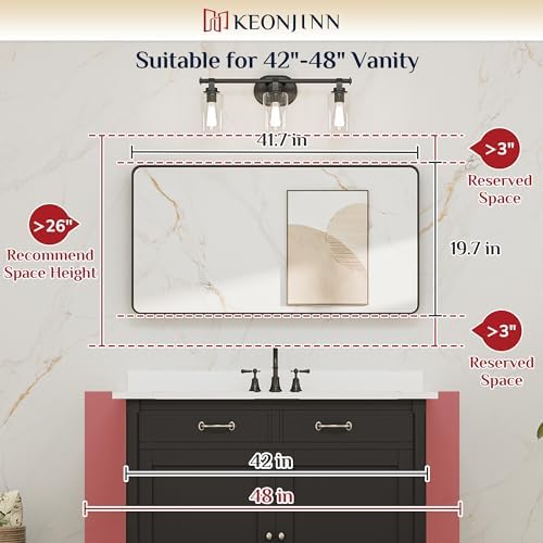 Keonjinn 42 x 20 Inch Brushed Nickel Bathroom Mirrors for Over Sink - Image 6