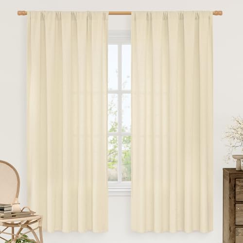 LAMIT Light Filtering 72 Inch Linen Curtains for Living Room 2 Panels by LAMIT